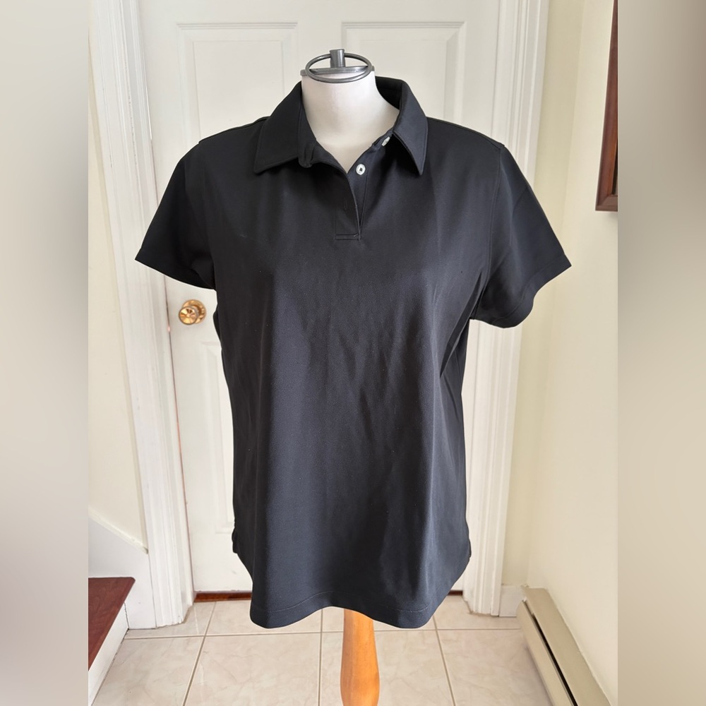 Lands' End Women's Black Short Sleeve Polo